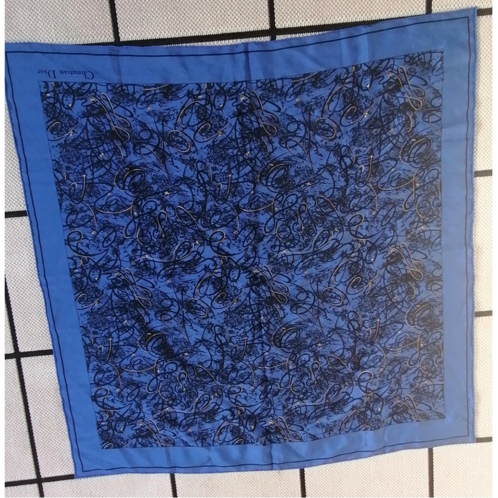 Christian Dior Blue Silk Scarf - Picture 4 of 6